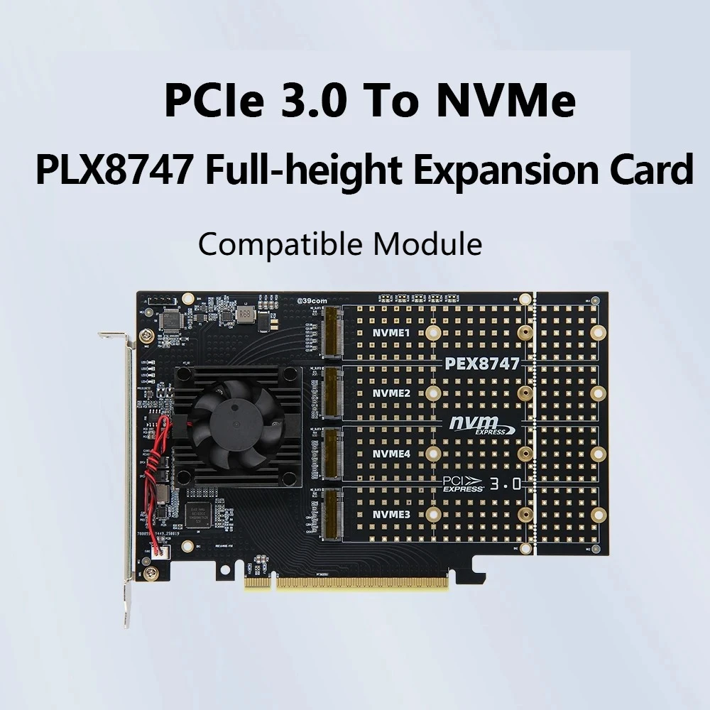 PLX8747 Quad M.2 NVMe PCIe 3.0 - Quad M.2 Nvme Pcie Bifurcation Card recension och pris