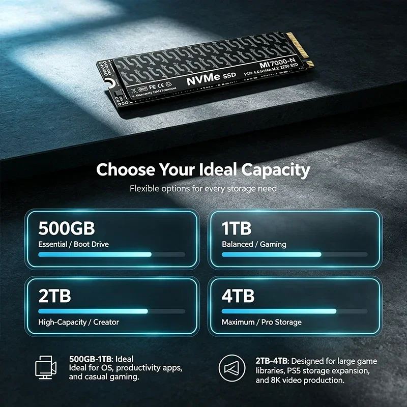 MI7000N 500GB 1TB 2TB 4TB M.2  - M.2 Nvme 4Tb Pcie 4.0 Ssd recension och pris